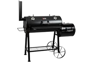 ‎MAYER BARBECUE Mayer Barbecue RAUCHA Longhorn Smoker MS-500 Master Smoker-Grill Barbeque Grillwagen Holzkohlegrill, massiv, 68 kg, Schwarz