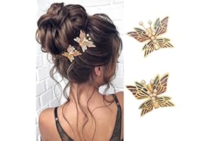 Vakkery 2 fermagli per capelli a farfalla con perle, accessori per capelli per donne e ragazze