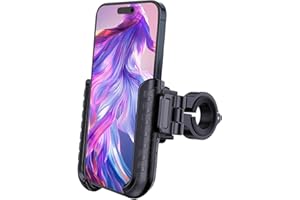 SUVEK Support Telephone Moto, Support Porte Telephone Velo Rotation à 360° pour Guidon, Support Téléphone Moto Scoote Dégagement Rapide Compatible avec Téléphones 4,7-6,5 Pouces