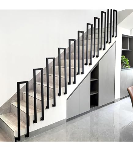 Indoor Stair Railing U Shaped Stair Handrail Stair Handrail Outdoor Stair Handrail Black Handrail For Balconies Hallways Apartments Villas (U Black, U -90cm - View #4