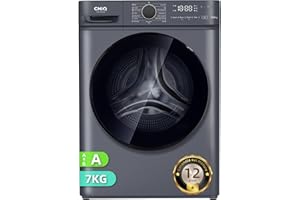 CHiQ CW07123863AX Lavatrice incasso - 7kg, Classe A, Motore BLDC 1200 RPM, Vapore e Lavaggio rapido, 15 Programmi, Design compatto (60x46,5x84cm) - Grigio moderno