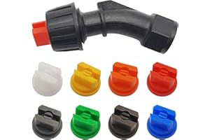 IOUALEY Spray Nozzle Tips Set, 110 Degree Flat Fan Shaped Nozzles + 8 Pcs 0.1-0.8mm Pore Spray Nozzle Tips, for The Replacement of Knapsack Nozzles for Weeding
