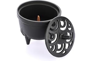 SUMNACON Räuchergefäß aus Gusseisen mit Deckel Räucherstäbchenhalter Räucherschälchen Räucherschale Weihrauchbehälter Hausdekoration für Schlafzimmer Yoga Wohnzimmer Geschenk(Schwarz)