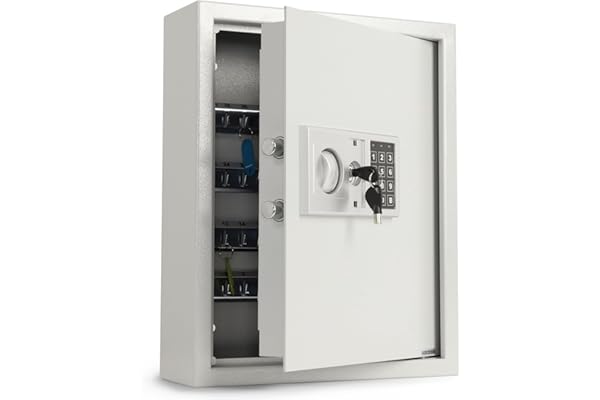 casa pura | Armoire à clés avec serrure électronique | Boîte à clés à code | Armoire de sécurité pour un usage partagé | Étanche pour une utilisation à l'extérieur et à l'intérieur | Blanc, 27 Clés