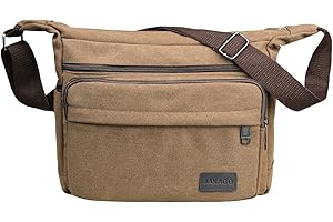 JAKAGO wodoodporna torba na ramię z wieloma kieszeniami crossbody torba dla mężczyzn kobiet, na co dzień torba podróżna płócienna torebka teczka do pracy na zakupy do szkoły wędkarstwa kemping wędrówki codzienne użytkowanie