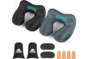 flintronic Nadmuchiwana poduszka podróżna, nadmuchiwana poduszka podróżna do samolotu, miękkie, aksamitne podparcie szyi, lekka, ergonomiczna poduszka do spania pod szyję, do samolotu, samochodu