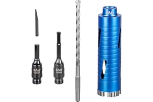 SALI Diamond Core Drill Bit Set 48mm x 150mm Long Turbo Laser-Welded Segments for Concrete Brick Block Stone Masonry Granite Drill Bit Core Accessories with SDS Adapter,Hex Shank Adapter,Centre Drill Bit