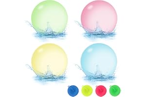 Idota 4-pak nadmuchiwanych balonów do skakania, maks. Ø 60 cm, do wielokrotnego użytku, do napełniania wodą, piłki plażowe ze szlufką na linę, na plażę, basen, imprezę w ogrodzie