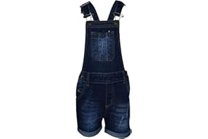 A2Z 4 Kids Enfants Filles Dungaree Shorts Bleu Clair Designer Denim Déchiré Stretch Jeans Overall Tout En Un Jumpsuit Playsuit Âge 3-13 Ans
