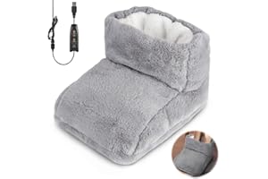 Jooheli Scaldapiedi,USB Scaldapiedi Elettrico con 3 Livelli di Temperatura,Soffice Rivestimento Interno Lavabile (Grigio)