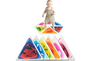 Art3d Lot de 6 Dalles de Sol liquides colorées à Fusion Liquide sensorielle Senroy Tapis de Jeu de Danse pour Enfants Tout-Petits Enfants,37,5 x 37,5 cm, Triangle