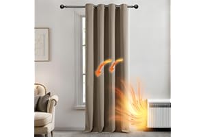 Deconovo Solid Blackout Curtain Eyelet, Noise Reducing Thermal Insulated Curtrains, Room Darkening Curtain for Bedroom, 55 x 96 Inch, Taupe, 1 Panel