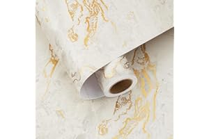 HOTDECOR Yullpaper Vinilo Marmol para Mesa Papel Pintado Autoadhesivo Beige Dorado Papel Vinilo Adhesivo Muebles Encimera Cocina Papel Tapiz Autoadhesivo Marmol para Paredes Papel Adhesivo Cocina 40cm x 200cm