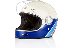 ORIGINE Casco Moto Integral Vintage ECE Homologado Cáscara de Fibra de Vidrio con Visera