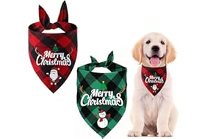 TOIONMM Weihnachten Halstuch Hund, 2 Stück Weihnachten Haustier Bandanas, Klassisches Kariertes Hundehalstuch Weihnachten, Haustier Bandana Schal Dreieck Lätzchen für Große Mittelgroße Kleine Hunde Katzen