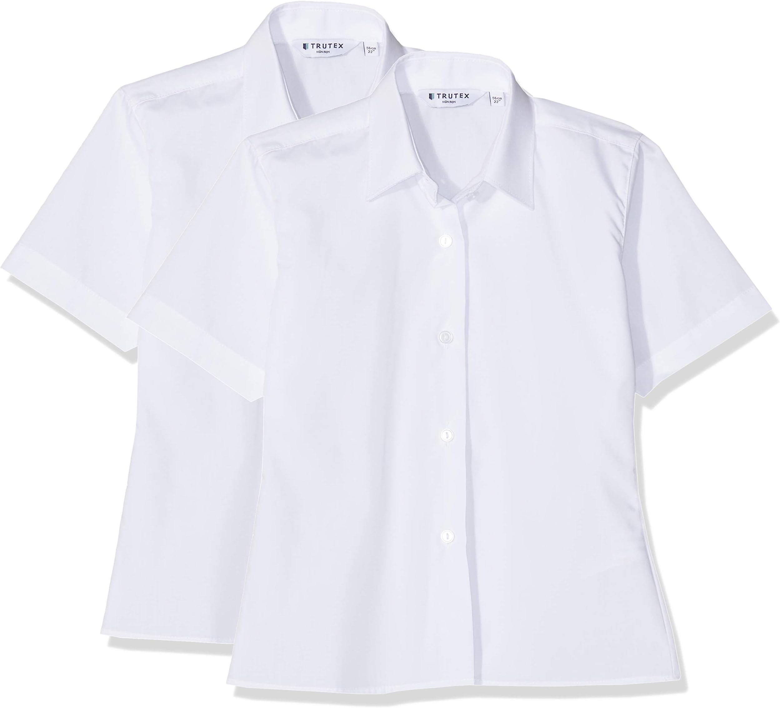 Trutex2 Pack Girls Short Sleeve School Shirts (3-16+ Years) Girls School Shirts, Standard Fit School Shirts Girls, Non-Iron Short Sleeve School Shirts for Girls - Genuine School Uniform
