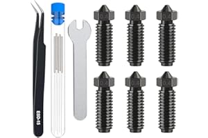 HIKUDIY 6 ugelli in acciaio temprato da 0,4 mm, per Anycubic Kobra 3 V2/Kobra 3/Kobra S1, estrusore Hotend Nozzle Kit con ago di pulizia, pinzette e chiave inglese