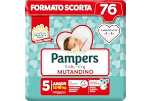 Pampers Baby Dry Mutandino Junior, 76 Pannolini, Taglia 5 (12-18 Kg)