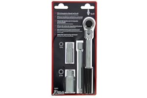 XL Tech 300201 Spark Plug Wrench Kit with Hinged Ratchet + Sockets 16 mm and 21 mm + Extension