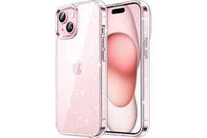 ‎JETECH JETech Etui Brokat dla iPhone 15 6,1 Cala, Glitter Bling Blask Odporny na Wstrząsy Telefonu Bumper Cover, Słodkie Świecący Case dla Kobiet i Dziewczynek (Przezroczyste)