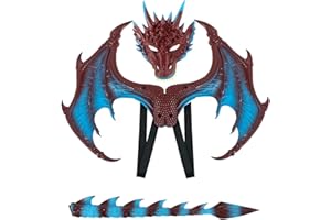 SHENGRUILI Drachen Kostiim,Drachenkostum Kind,Drachenflügel,Halloween Drachen Maske,Drachen Kostim Erwachsene,Dinosaurier Cosplay Set für Kinder Jungen Mädchen Halloween Party Karneval