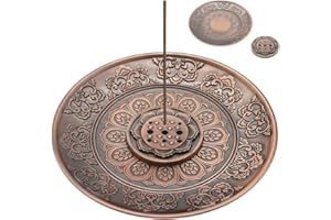 Aoyswuz Soporte de Incienso de Aleación de Zinc Exquisito 9 Agujeros Porta Quemador, para Casa de Té de Yoga (Rojo)