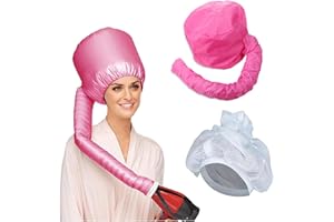 CHANCCI 2PCS Net Plopping Cap For Drying Curly Hair,Net Plopping Bonnet Hair Cap With Drawstring,Reusable Hair Heating Cap,Adjustable Dryer Bonnet Gift for Women Girls (White+Pink）