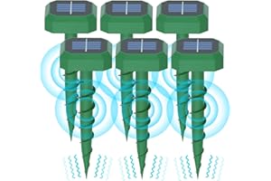 HULAXILOTI Ultrasonic Mole Repellent, Solar Mole Repeller Outdoor, Quietly Repels Mole, Vole, Gopher, Mole Deterrent for Gardens Orchards Lawn, Square