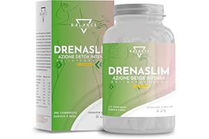 BALANCE NUTRITION DRENASLIM® DETOX - 240 COMPRESSE | Drenante Forte | Detox Depurativo Antiossidante | Diuretico con Bromelina, Orthosiphon, Gymnema, Finocchio