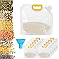 Mirramor Plastic 2.5L Kitchen Storage Bag Grains Rice Moisture-Proof Sealed Bag, Resealable, Transparent Bags Stand Up Pouch Bags With Portable Handle For Long Term Food Storage Container (PACK OF 8)