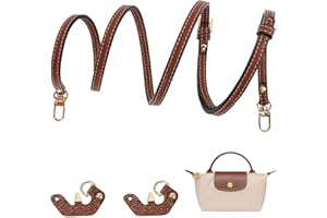 GIBOHOM Bandouliere Compatible avec Sac Longchamp Mini, Cuir Réglable Laniere Sac Bandouliere Compatible avec Longchamp Femme Pliage Sangle Petit (Largeur de la Bandoulière 0.9 cm, Marron)