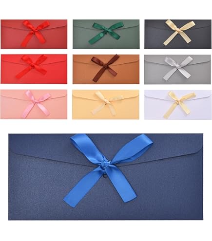 11 Buste Di Carta Kraft Colorate Con Fiocco - Per Inviti, Matrimoni, Compleanni E Lettere - Foto 9