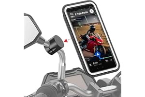 SHAPEHEART Innovación soporte para teléfono móvil scooter moto PRO con bolsillo magnético, rotación de 360° anti vibración, soporte para espejo retrovisor