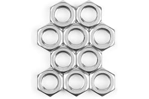 JEBOLER M10 Mutter 10 Stück, Sechskantmutter Edelstahl (Niedrige Form), DIN439 A2 V2A Muttern Edelstahlmutter Halbmuttern Flachmuttern Hex Nut für Schrauben & Unterlegscheiben & Gewindestangen