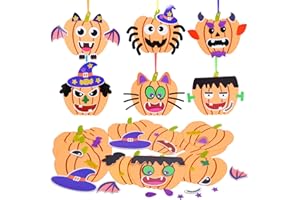 LAMEK 12 Pack Pumpkin Craft Kits for Kids DIY Autumn Pumpkin Decoration Creative Set with Foam Stickers for Children Autumn Arts Crafts Party Favours