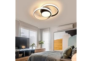 Comely Plafón LED Techo, 42W 4800LM Moda Doble Círculo Lámpara de Techo LED in Aluminio, Plafón Techo Moderno para Salón Dormitorio Estudio Comedor, Luz Blanca Cálida 3000K