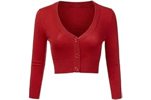 Irevial Cardigan Mujer Corto Chaqueta Punto Frontal Abierto Jersey de Punto Elástico Chaqueta de Punto Mujer Ligero con Cuello de Pico para Primavera Otoño Básico y Elegante