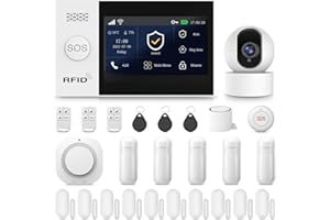 PGST Kit Alarma Casa con Aviso al Movil, Sistema de Alarma para Casa WiFi y 4G gsm sin cuotas con Pantalla Táctil 4.3” y Batería de 1000 mAh, Aplicación Tuya Smart Life, Alexa y Google
