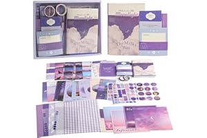 KINBOM scrapbooking kit completo, Viola Scrapbooking Kit Vintage con Cancelleria Diario Forniture per Scrapbooking Quaderno a Griglia A6 per Ragazze Fai Da Te Regalo (Chiaro di Luna)