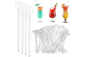 kinoco Cocktail Riutilizzabili Bastoncini Mixer per Cocktail, 80 Pezzi, 18 cm, Plastica Trasparente