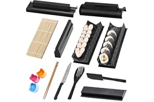 FMKLDENA kit para hacer sushi, 21 piezas Sushi kit, Sushi Kit Completo, con Cuchillo De Sushi, Moldes De Bolas De Rice, Alfombrillas De Bambú, Palillos De Chop, para Principiantes
