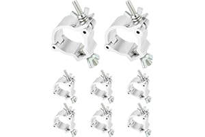 QWORK® Pack of 8 Truss Clamp Stage Lighting Clamp for Par Light Spotlight Stage Moving Head Light - Aluminium Alloy - Load 100kg - Fit 48-51mm Pipe