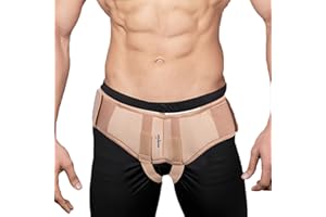 Wonder Care Ceinture inguinale Hommes_Soulagement de la douleur avant la chirurgie_Double inguinal_Bragueros_2 coussinets de compression amovibles_Bretelles réglables pour l'aine