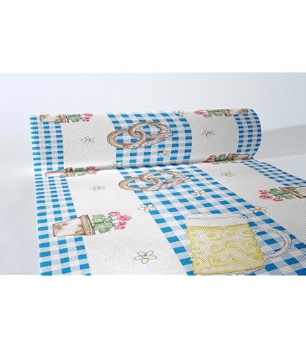 Itenga Tischläufer Bayrisch Blau-weiß – 40 Cm Breit, 24 Meter Lang | Für Oktoberfest, Gartenparty, Grillfest