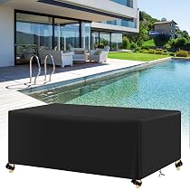 AJALGZ Gartenmöbel Abdeckung 330x120x75cm/LxWxH 420D Oxford Gewebe, Anti-UV, Winddicht UV Beständiges Winterfest Wasserdicht Schutzhülle Abdeckplane Für Gartentische Terrassenmöbel Möbelsets