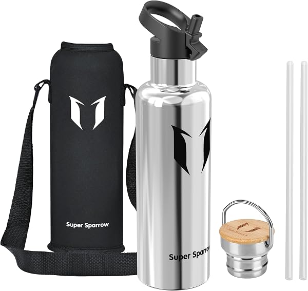 Super Sparrow Borraccia Termica 1L , Bottiglia Termica Senza Perdite - Senza BPA Borracce, per Bambini, Scuola, Sport, Campeggio, Yoga, Palestra, Ciclismo - 1