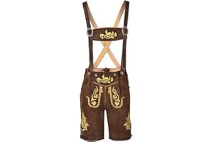 Bavarianland Men,s Lederhosen Real Suede Leather with Matching Suspenders Shorts (UK 36 inch/EU 52, Chocolate)