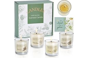 Aptliton Scented Candles Gifts for Women, Votive Candles Set of Fresh Linen, Vanilla, Jasmine, and Lemon, Soy Wax Candle Gift Set for Birthdays, Weddings, Christmas