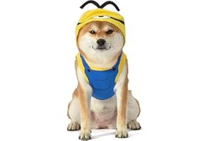 Minions Disfraz de Perro de mi Villano Favorito de Halloween | Disfraz de Perro con Capucha de los esbirros | Lindo Disfraz de esbirro para Perros pequeños, Talla XS