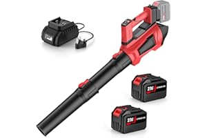 QBIOWER Leaf Blower 21V, Cordless Leaf Blower with 2 x 4.5 Ah Batteries and Charger, 5 Speed Mode & Turbo Mode, Brushless Motor, 360km/h,18000RPM, Battery Leaf Blowers for Dust and Snow Removal